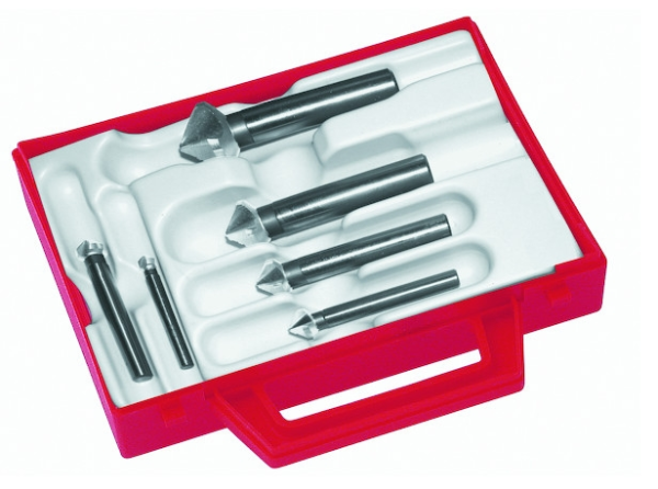 Set 6 Verzinkfrezen 90° 3 Lippen HSS-CO 6,3 - 8,3 - 10,4 - 12,4 - 16,5 - 20,5mm