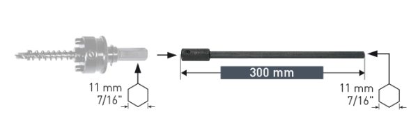 Verlenstuk 300mm voor Houder 7/16 voor Klokzaag